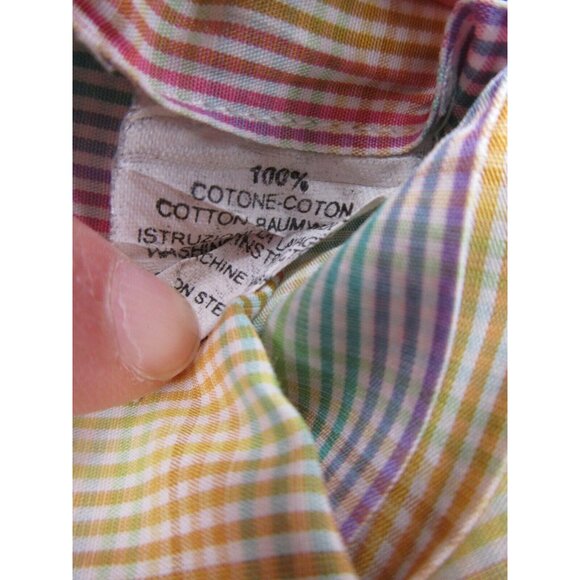 Paul Stuart Shirt Large Button Up Plaid Preppy Flip Cuffs Colorful - Picture 10 of 11